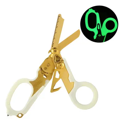 (Gold) Multifunction Mini Portable Emergency Raptors Shears Tactical Folding Scissors Outdoor Su