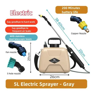 (upgrade yellow) 5L Electric Sprayer Spray Gun USB Rechargeable Automatic Sprayer Plant Sprayer 