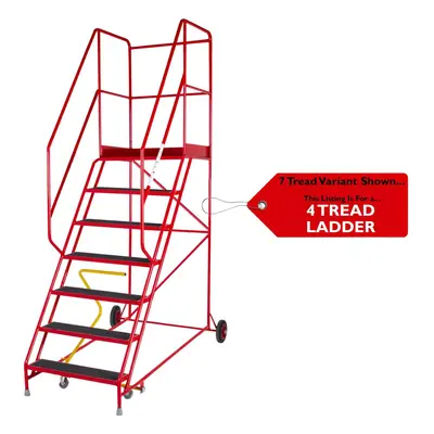 4 Tread HEAVY DUTY Mobile Warehouse Stairs Anti Slip Steps 1.9m Safety Ladder