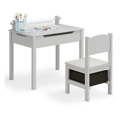 Kids Table and Chair Sets Children Activity Table with Paper Roll Grey