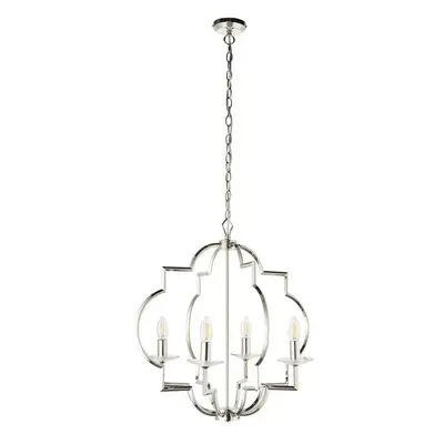 Hanging Ceiling Pendant Light Polished Nickel & Crystal Bulb Classic Feature