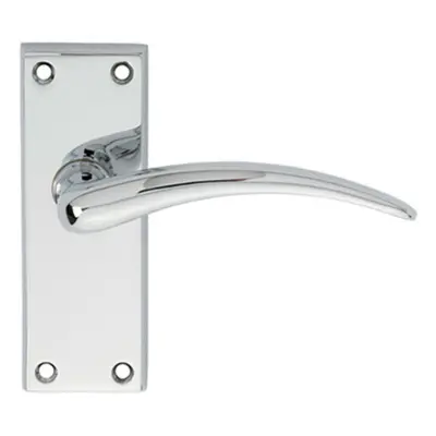 PAIR Slim Arched Door Handle on Latch Backplate x 43mm Polished Chrome