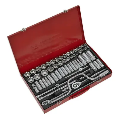 64 PACK Socket Set - 1/2" & 3/8" Met & Imp Square Drive - Socket Ratchet Handle