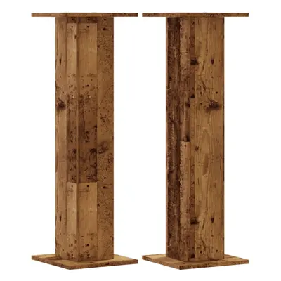 (old wood, x x cm) vidaXL Speaker Stands Living Room Speaker Floor Stand pcs Engineered Wood