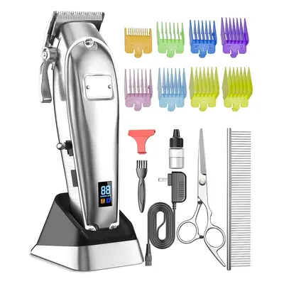 Professional dog hair clippers for thick hair, cordless metal dog grooming set for cocker spanie