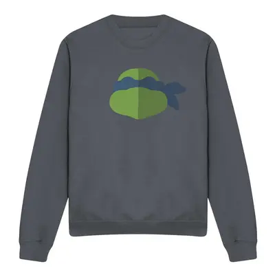 (L, Charcoal) Teenage Mutant Ninja Turtles Unisex Adult Leonardo Face Sweatshirt