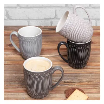 Set of Grey Scale Stoneware Coffee Mugs