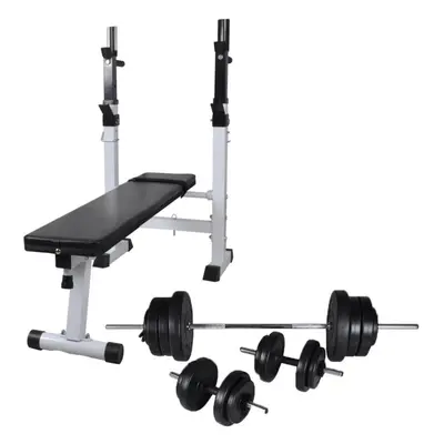 vidaXL Workout Bench with Weight Rack Barbell and Dumbbell Set 60.5kg Fitness