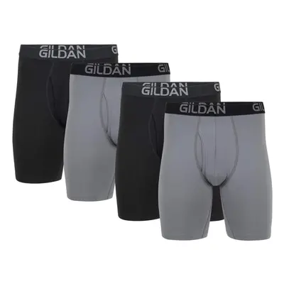 Gildan Men's Underwear Cotton Stretch Boxer Briefs, Multipack, Grey Flannel/Black Soot (4-Pack),