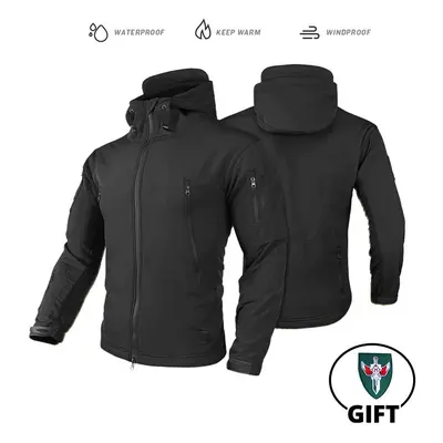 (LY BK Jacket, 4XL) Tactical Jacket Fleece Winter Men Hiking Jackets Windbreaker Waterproof Soft