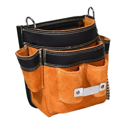 Leather Tool Pouch Heavy Duty Multiple Storage Pockets Electrician Tool Belt for Electrician Woo