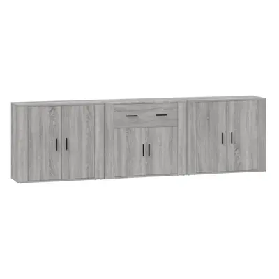 (grey sonoma) vidaXL 3x Sideboards Engineered Wood Cupboard Storage Cabinet Multi Colours