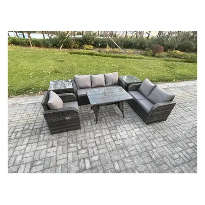 Fimous Seater Outdoor Rattan Garden Furniture Set Patio Lounge Sofa Set with Dining Table Side T