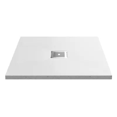 800mm Premium Slimline Square Shower Tray - Slate White