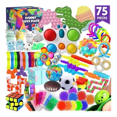 75 pcs Fidget Toys Kids Pack - Pinata Stuffers, Party Favors, Classroom Stress Relief Prizes - T