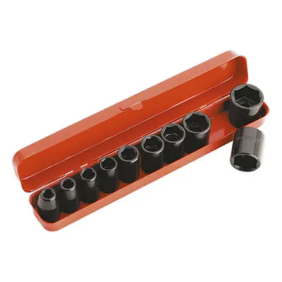 10 Piece Impact Socket Set - 1/2" Square Drive - WallDrive Socket - Storage Case