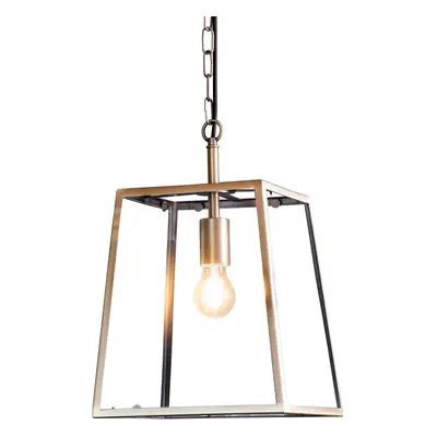 Ceiling Pendant Light Matt Antique Brass & Clear Glass 10W LED E27 e10265