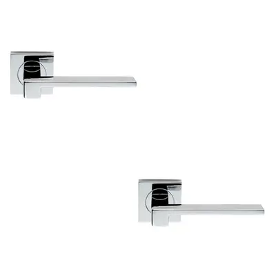 2x PAIR Flat Squared Bar Handle on Square Rose Concealed Fix Polished Chrome