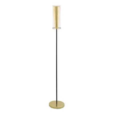 Floor Lamp Light Colour Black Shade Inner Gold Outer Clear Glass Bulb E27 1x60W