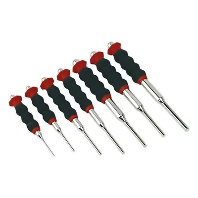 7 Piece Sheathed Parallel Pin Punch Set - Contoured Foam Grip - Chromoly Steel