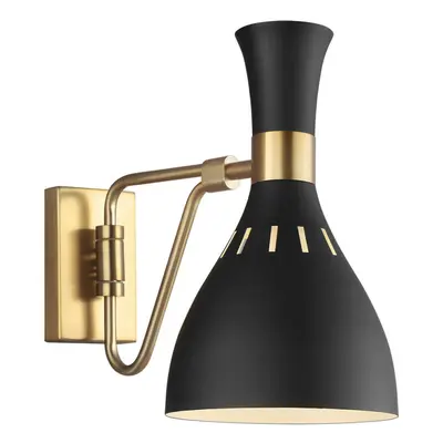 Wall Light Sconce Midnight Black / Burnished Brass LED E27 60W Bulb