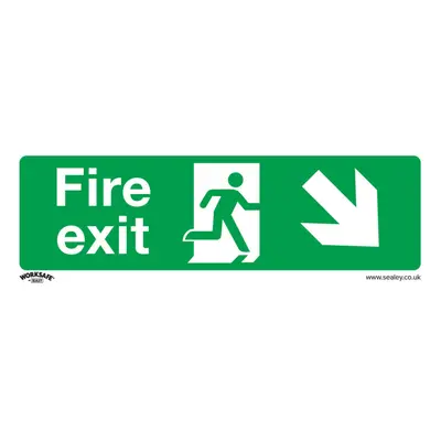 10x FIRE EXIT DOWN RIGHT Health & Safety Sign Rigid Plastic x 100mm Warning