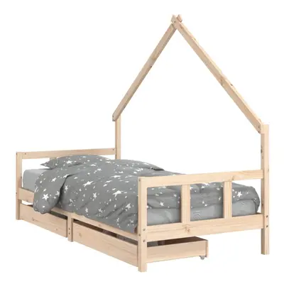 (brown, x cm) vidaXL Kids Bed Frame Bedstead Bed Base with Drawers 90x190 cm Solid Wood Pine