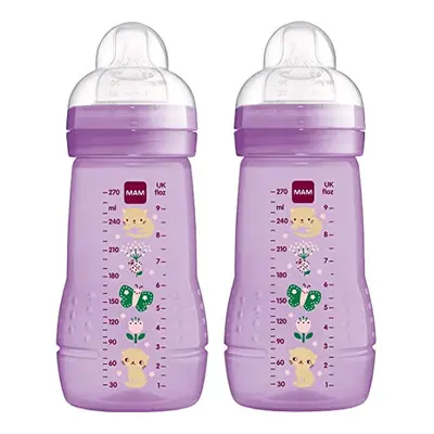 Easy Active Baby Bottle with Medium Flow MAM Teats Size 2, Twin Pack of Baby Bottles, Baby Feedi