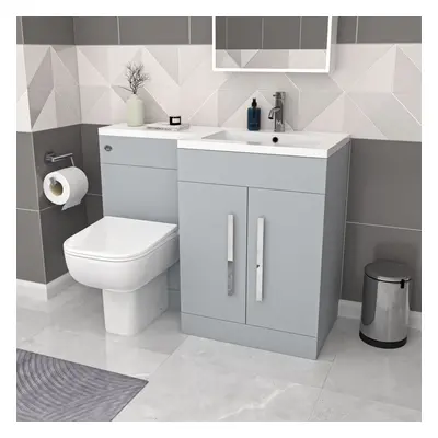 Nes Home Matte Grey RH Vanity Cabinet Basin Sink 1100mm & BTW WC Toilet