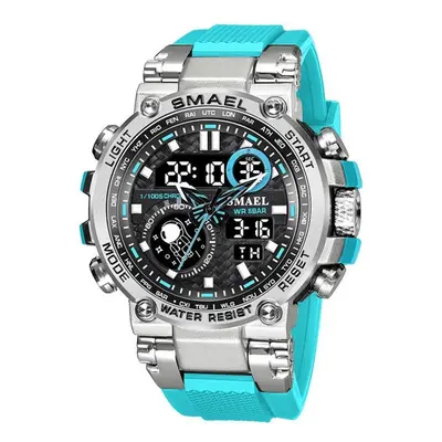 (light blue, With Package) Smael Men Watch Digital Waterproof Clock Men Army Military Watches Le