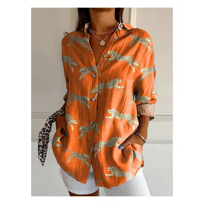 (SN1837, XXL) new women's shirt summer European and American trend half-sleeved shirt leopard pr