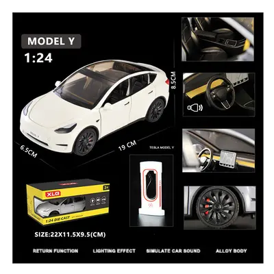 (White) 1:24 Simulation for Tesla MODEL Y SUV Alloy Cars Toy Diecasts Vehicles Metal Model Car D