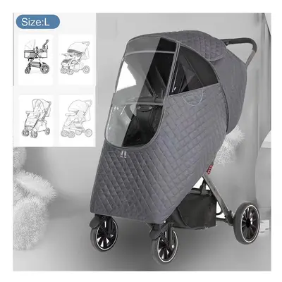 (Grey-L Windcover) Universal Waterproof Winter Thicken RainCover Pushchairs Raincoat Full Cover 