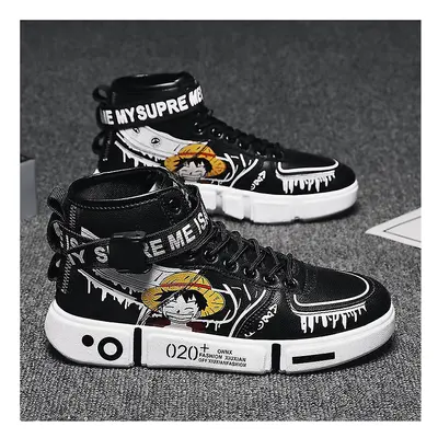 (Black, 37) Childrens Shoes Luffy Breathable Sports Running Shoes Anime Sneakers