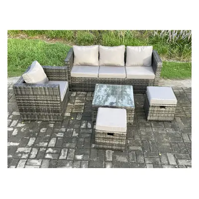 Fimous PCS Outdoor Lounge Sofa Set Wicker PE Rattan Garden Furniture Set with Armchair Squar Cof