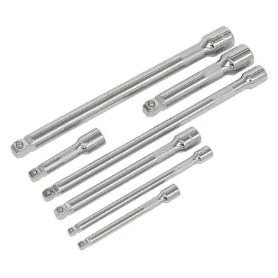 7 Piece Wobble / Rigid Extension Bar Set - 1/4" 3/8" & 1/2" Sq Drive - Chrome