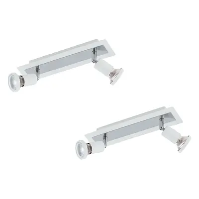 2 PACK Wall Ceiling Spot Light Colour White Chrome Shade & Back Plate GU10 5W