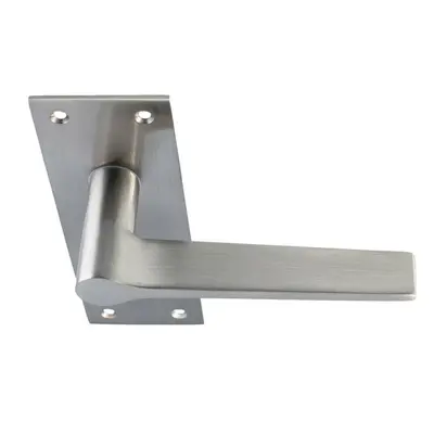 PAIR Flat Straight Handle on Slim Lock Backplate x 50mm Satin Nickel