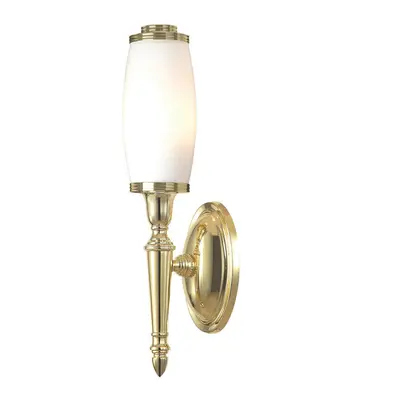 IP44 Wall Light Enclosed Long Glass Shade LED Inc Polished Brass LED G9 3.5W