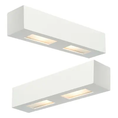 2 PACK Dimmable Twin Wall Light Primed White (ready to paint) Box Down Lamp