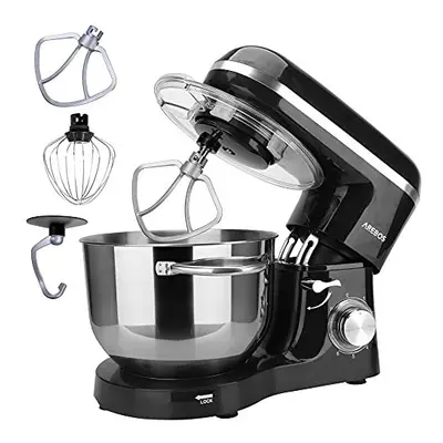 Arebos Stand Mixer W with L stainless steel mixing bowl, incl. whisk, dough hook, flat beater an