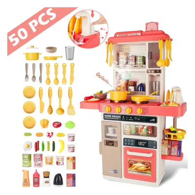 Pink Kitchen Playset Toy with Realistic Lights & Sounds Simulation of Spray Features Pretend Rol