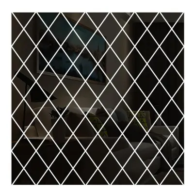 (black, L(100x100cm 58pcs)) Diamond Mirror Wall Stickers 3D Diy Self-adhesive Stickers Living Ro