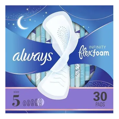 Always Infinity Overnight Pads, Winged, Unscented, Size 5, ct