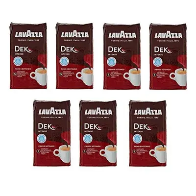 7 x LAVAZZA DEK Intenso Decaffeinated Ground Coffee 250g Italian Espresso