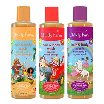 Childs Farm, Kids Hair and Body Wash Multipack Bundle, x 250ml, Watermelon and Pineapple, Organi