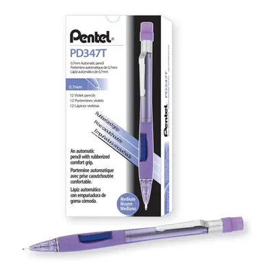 Pentel Quicker Clicker Automatic Pencil 0.7mm Lead Size Transparent Violet Barrel Box of (PD347T