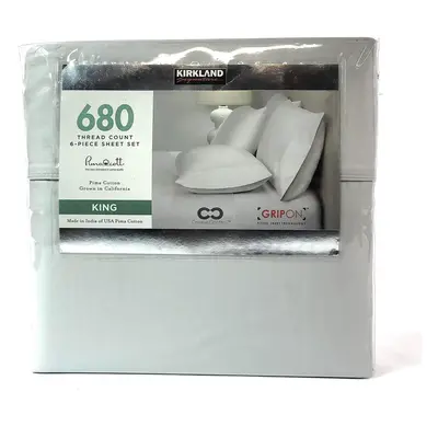 King Grey Gray Thread Count Kirkland Sheet Set Piece Deep Pocket