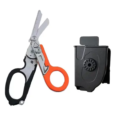 (BlackOrange and scab) Tactical In1 Multifunction First Aid Expert Emergency Raptors Shears Fold