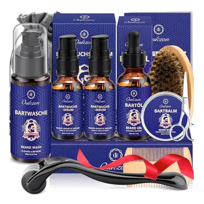 Upgraded Beard Grooming Kit for Men, in Beard Growth Care Set W/Beard Shampoo, Beard Oil, Beard 